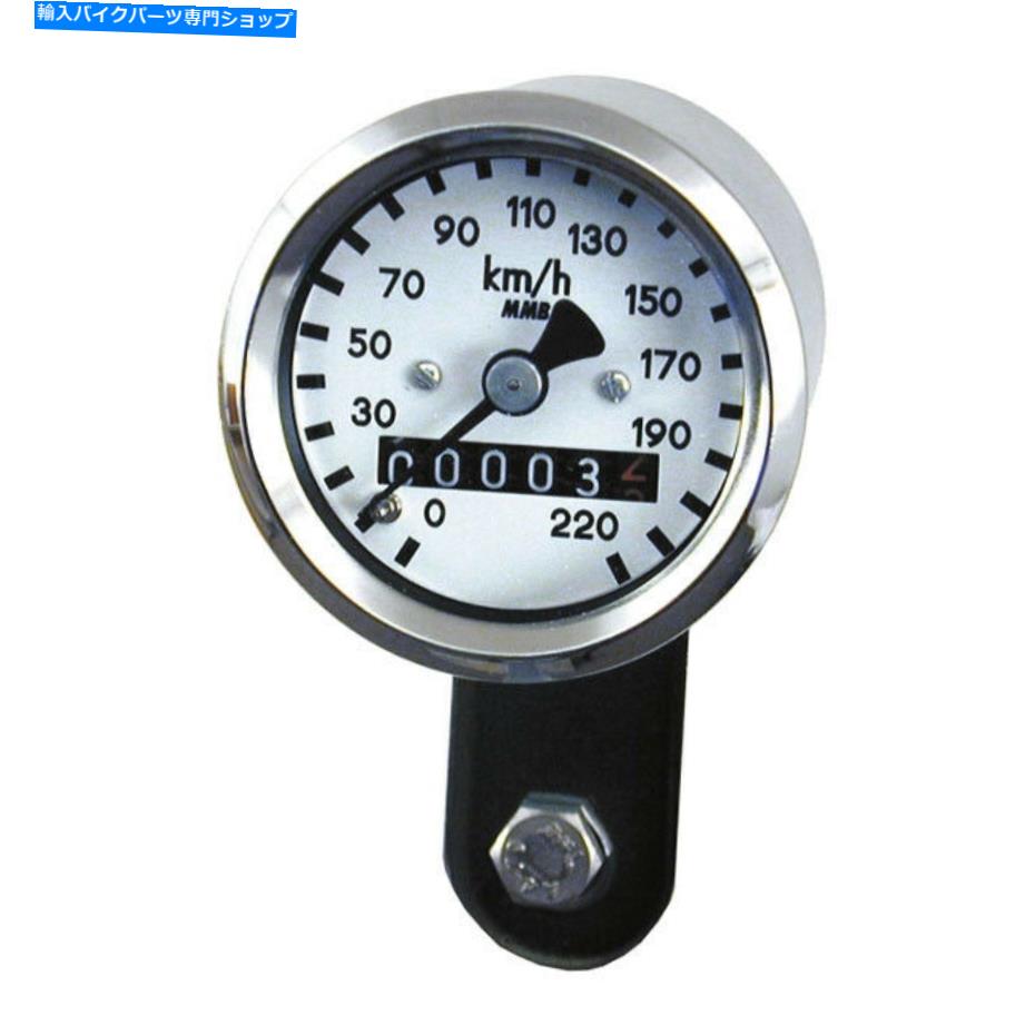 クロームパーツ MMBメカニックミニスピードメーターホワイト - クロム、1：1、ハーレーダビッドソン Mmb Mechanic Mini Speedometer White - Chrome, 1:1, for Harley Davidson【並行輸入品】