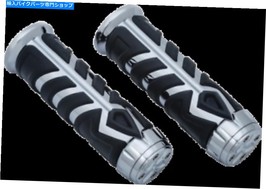 クロームパーツ 2015-2018 Indian Scouts 5636のためのクライャキンクロームブラックスピアハンドルバーグリップ KURYAKYN CHROME BLACK SPEAR HANDLEBAR GRIPS FOR ALL 2015-2018 INDIAN SCOUTS 5636【並行輸入品】