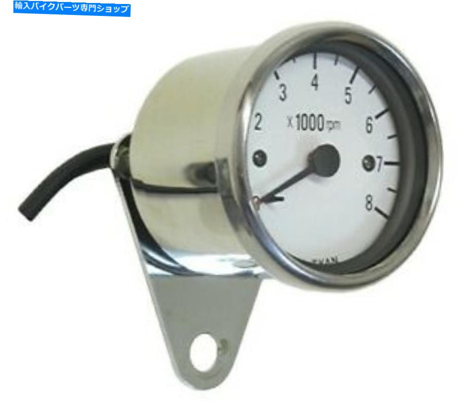クロームパーツ Tacho Rev 60mm電子ホワイトフェイス＆クロムボディ最大8000rpm Tacho Rev 60mm Electronic White face & Chrome Body up to 8000rpm【並行輸入品】
