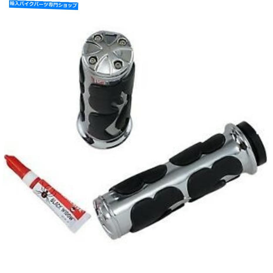 クロームパーツ Kuryakyn 6269 Chrome Iso Flameハンドグリップハーレー電子スロットル Kuryakyn 6269 Chrome ISO Flame Hand Grips for Harley Electronic Throttle【並行輸入品】