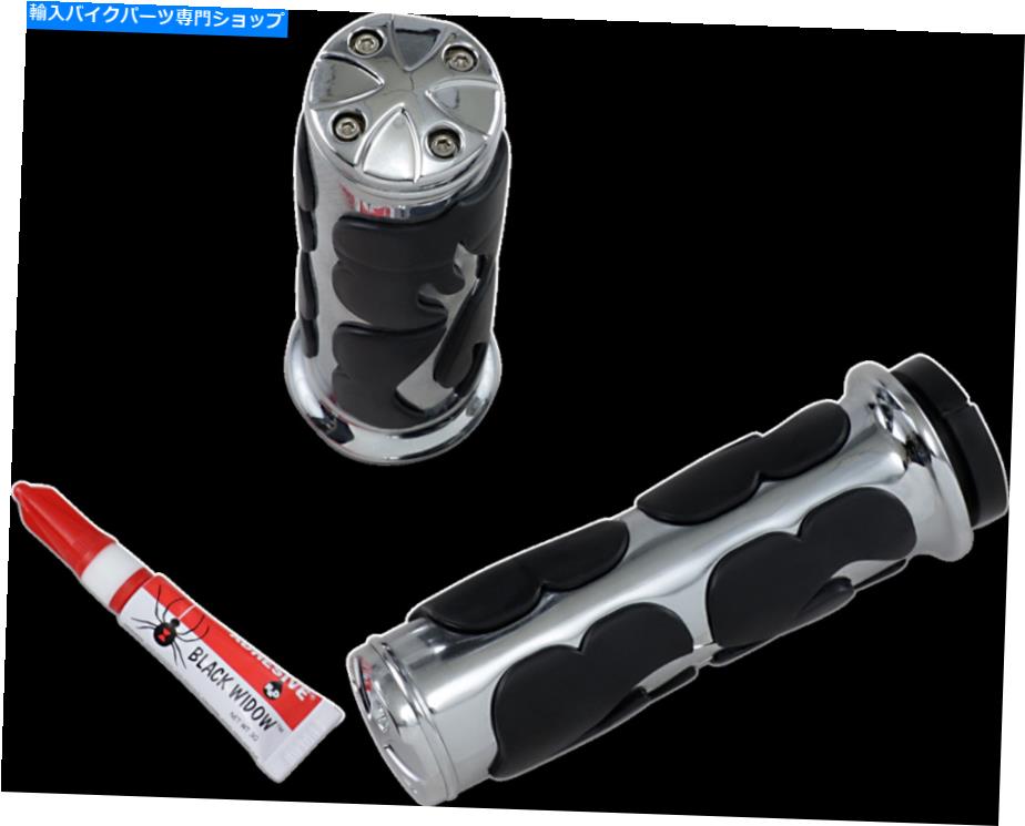 クロームパーツ クレアキンクロームアイソ炎ゴムグリップセットフライスロットルバイワイヤーハーレイツーリング Kuryakyn Chrome ISO Flame Rubber Grips Set Fly Throttle By Wire Harley Touring【並行輸入品】