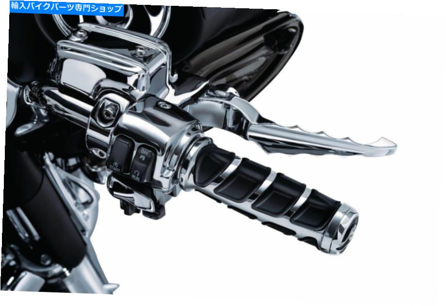 クロームパーツ クライャキンクローム運動ハンドグリップデュアルケーブルスロットルゴムハーレーXLソフト Kuryakyn Chrome Kinetic Hand Grips Dual Cable Throttle Rubber Harley XL Softail【並行輸入品】