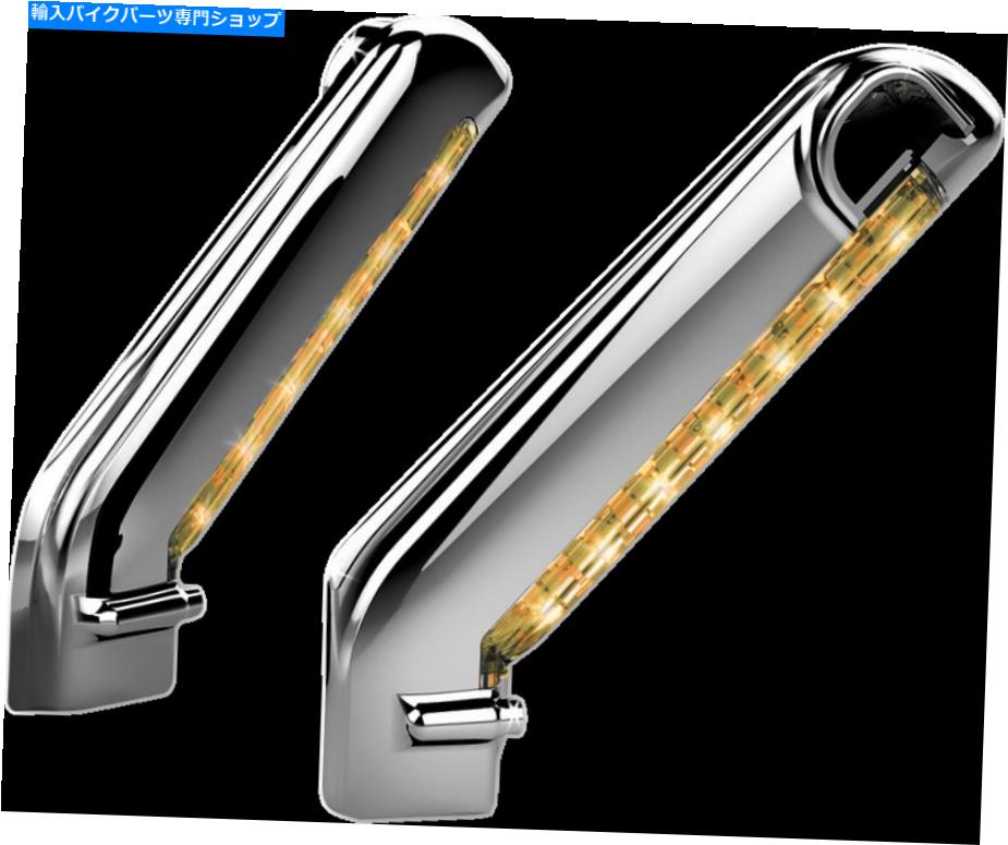 クロームパーツ ハーリーのためのクレアキン1757 Chrome LEDの照明オートバイのミラーカバーライト Kuryakyn 1757 Chrome LED Lighted Motorcycle Mirror Cover Lights for Harley【並行輸入品】