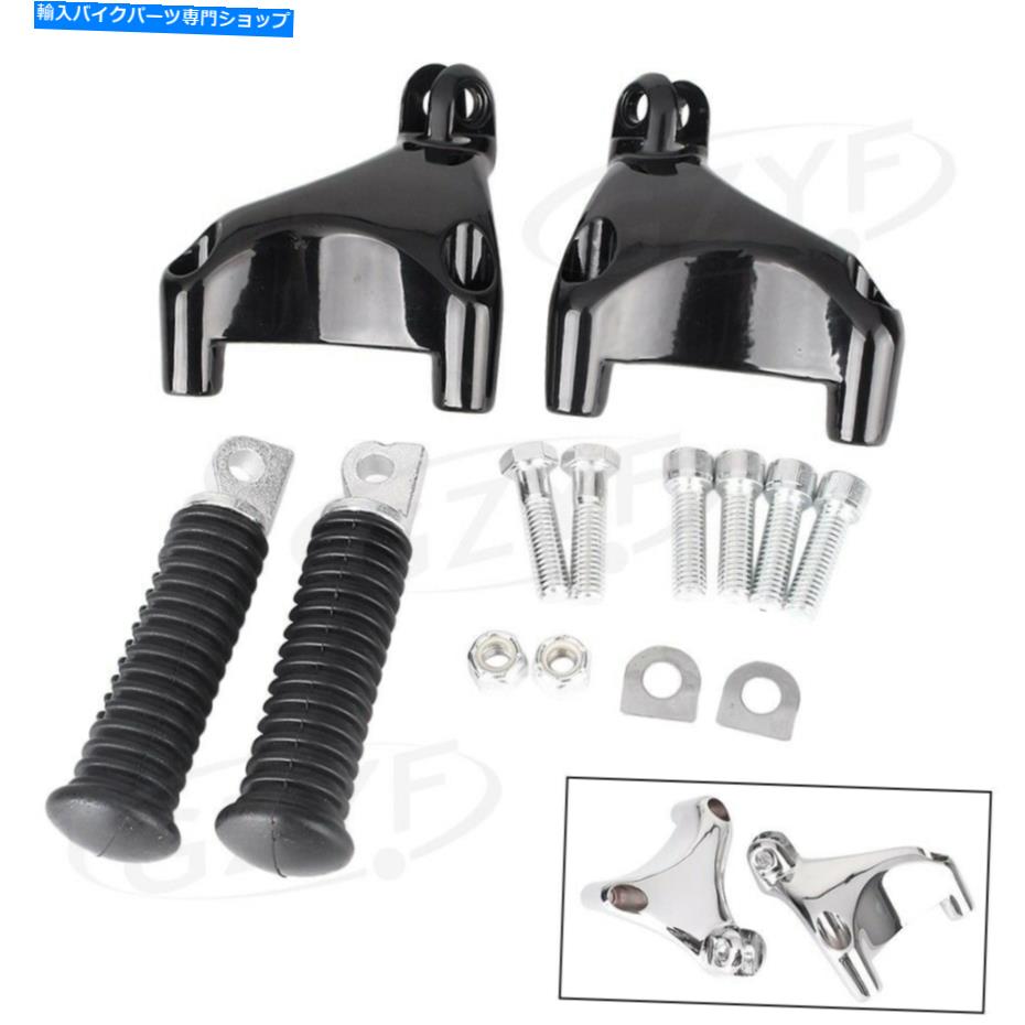 クロームパーツ 1セット左+右後セットフットレストフットペグフィットハーレーXL 2014+クロームブラック 1 Set Left+Right Rearset Footrest Footpeg Fit Harley XL 2014+ Chrome Black【並行輸入品】