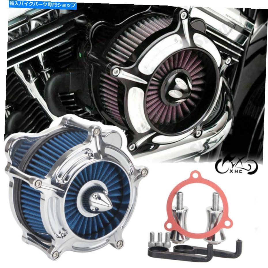 クロームパーツ タービンスパイククロームエアクリーナーブルー摂取フィルターソフト Turbine Spike Chrome Air Cleaner Blue Intake Filter For Harley Touring Softail【並行輸入品】