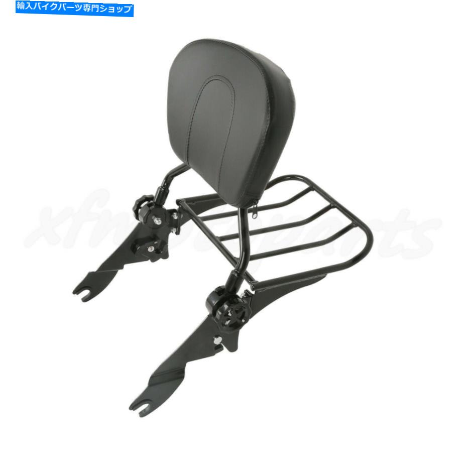 クロームパーツ クロム/ブラックバックレストSissy Bar荷物ラックフィットHarley Street Glide 2009-21 Chrome/Black Backrest Sissy Bar Luggage Rack Fit For Harley Street Glide 2009-21【並行輸入品】