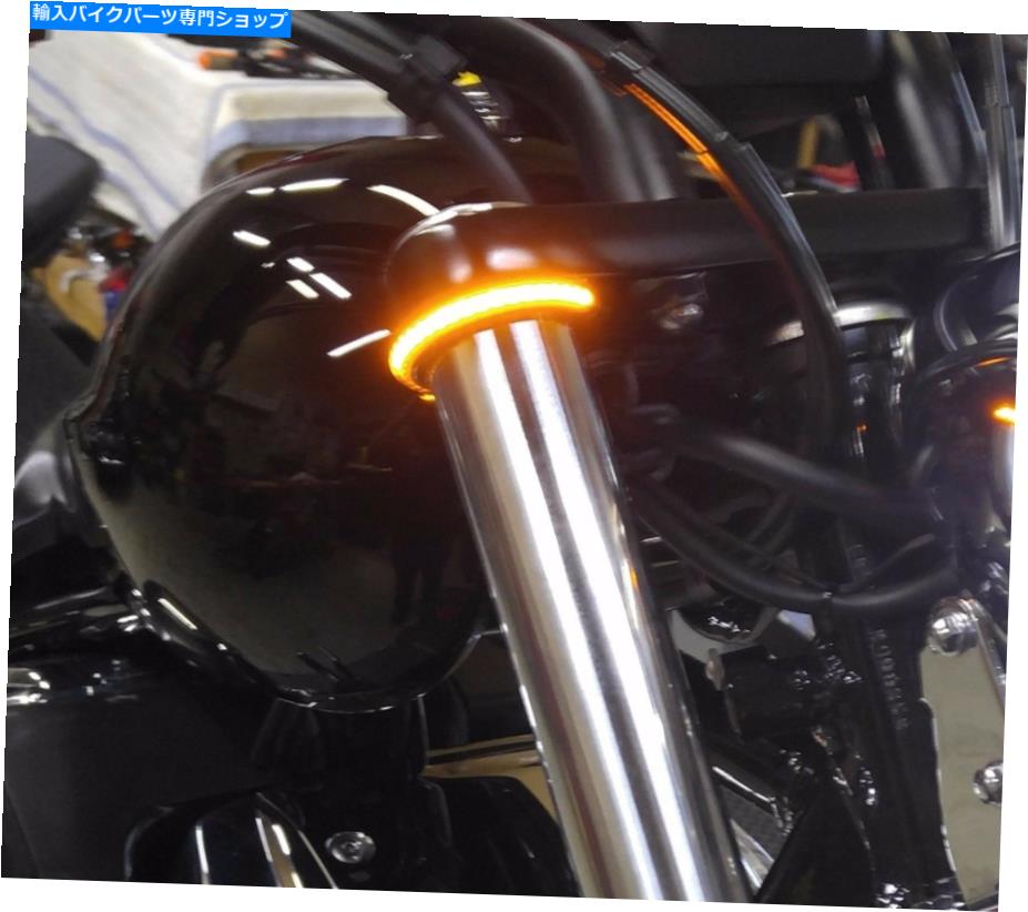 クロームパーツ ホンダオートバイホワイト/アンバーフォークマウントLED回転信号。 41mmフォークスモークレンズ Honda Motorcycle White/Amber Fork Mount LED Turn Signals; 41mm Forks Smoke Lens【並行輸入品】