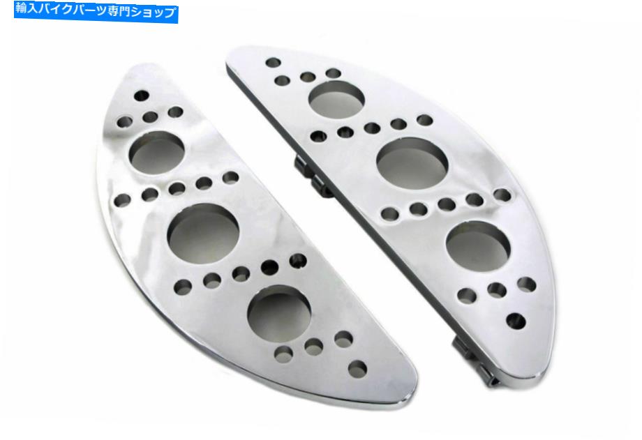 クロームパーツ V-Twinによるハーレーダビッドソンのためのドライバークロームのハーフムーンフットボードセット Driver Chrome Drilled Half Moon Footboard Set for Harley Davidson by V-Twin【並行輸入品】