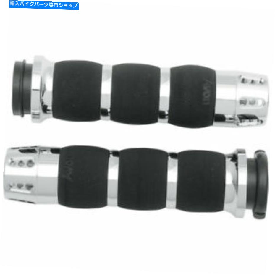 クロームパーツ 2008-2014ハーリースロットルバイワイヤー用エイボンクロームガトリンエアクッショングリップ Avon Chrome Gatlin Air Cushion Grips for 2008-2014 Harley Throttle-by-Wire【並行輸入品】