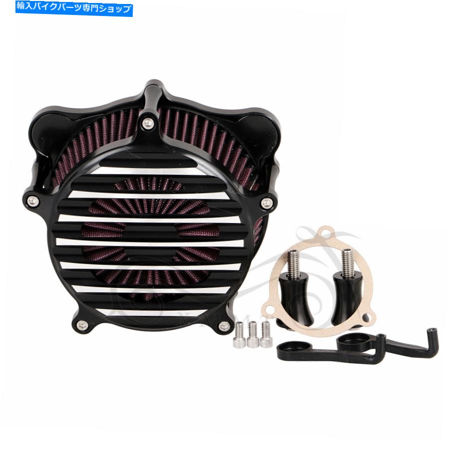 クロームパーツ Harley Touring 2017-2020のためのクロムブラックストライプエアクリーナリー赤の吸気フィルター Chrome Black Stripe Air Cleaner Red Intake Filter For Harley Touring 2017-2020【並行輸入品】