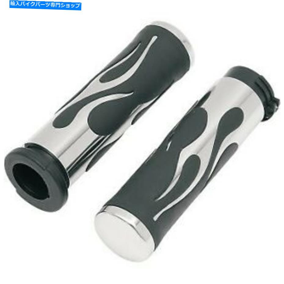 クロームパーツ ドラッグスペシャリークロムフレームハンドグリップハーリー電子TBW Drag Specialties Chrome Flamed Hand Grips for Harley Electronic TBW【並行輸入品】