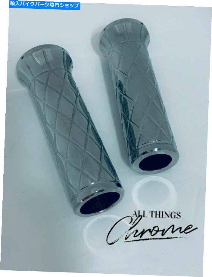 クロームパーツ 林パターン2008-2012鈴木隼人の林檎のクロームグリップ HAYABUSA CHROME GRIPS WITH DIAMOND PATTERN 2008-2012 SUZUKI HAYABUSA【並行輸入品】