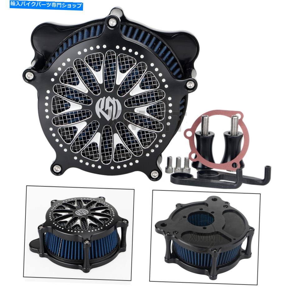 クロームパーツ ブラック＆クロームエアクリーナーフィルターブルーセットハーリーダイナロードグライドキング93アップ Black & Chrome Air Cleaner Filter Blue Set For Harley Dyna Road Glide King 93-up【並行輸入品】