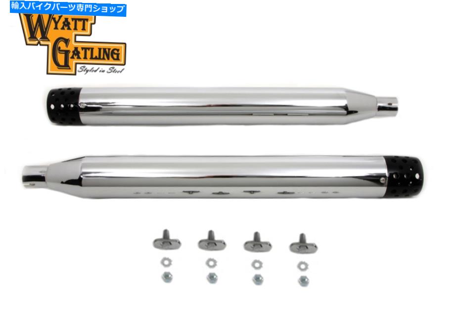 クロームパーツ クロムマフラーセットハーレーツーリングのための黒いテーパーシュータースタイルのエンドのヒント Chrome Muffler Set with Black Tapered Shooter Style End Tips for Harley Touring【並行輸入品】｜Us Custom Parts Shop USDM