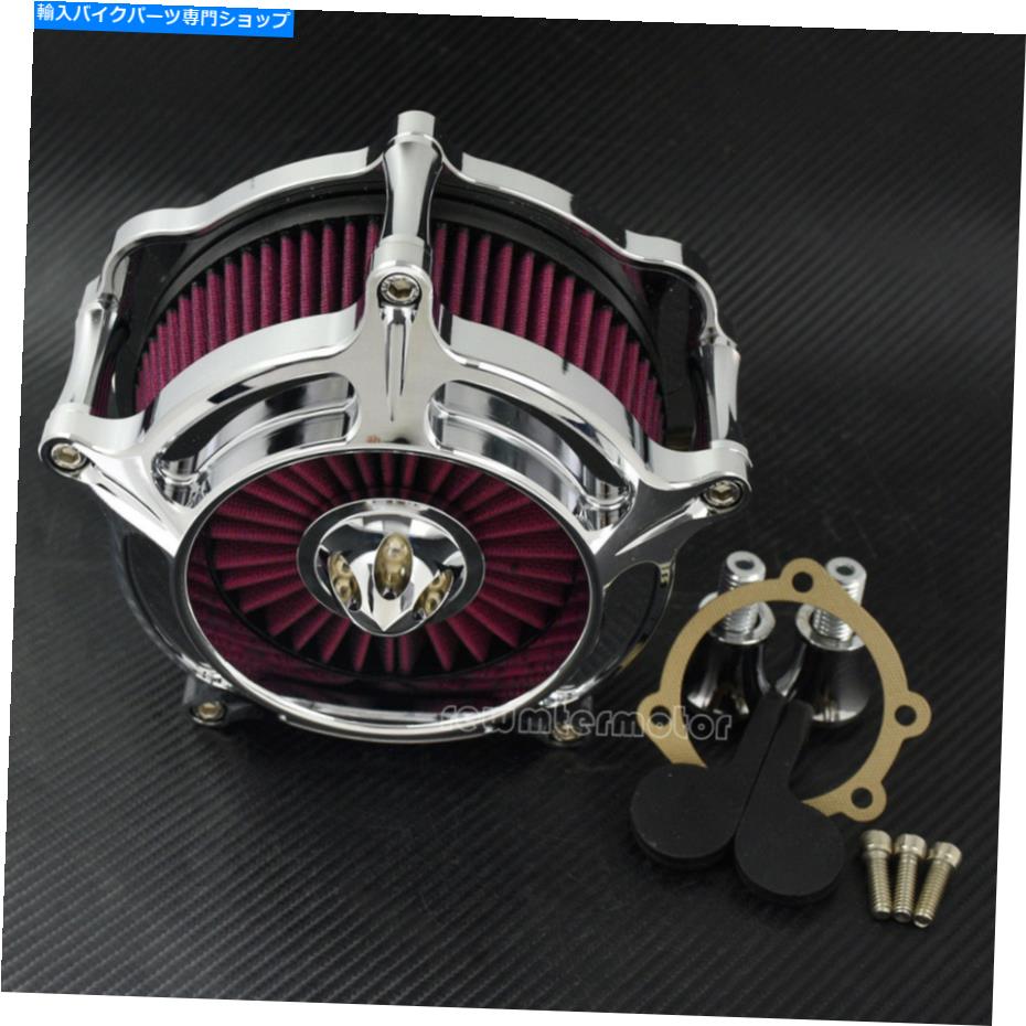 クロームパーツ Harley Sportster XL 883 1200 04-18のためのクロームエアクリーナリーの赤い吸気フィルターフィット Chrome Air Cleaner Red Intake Filter Fit For Harley Sportster XL 883 1200 04-18【並行輸入品】