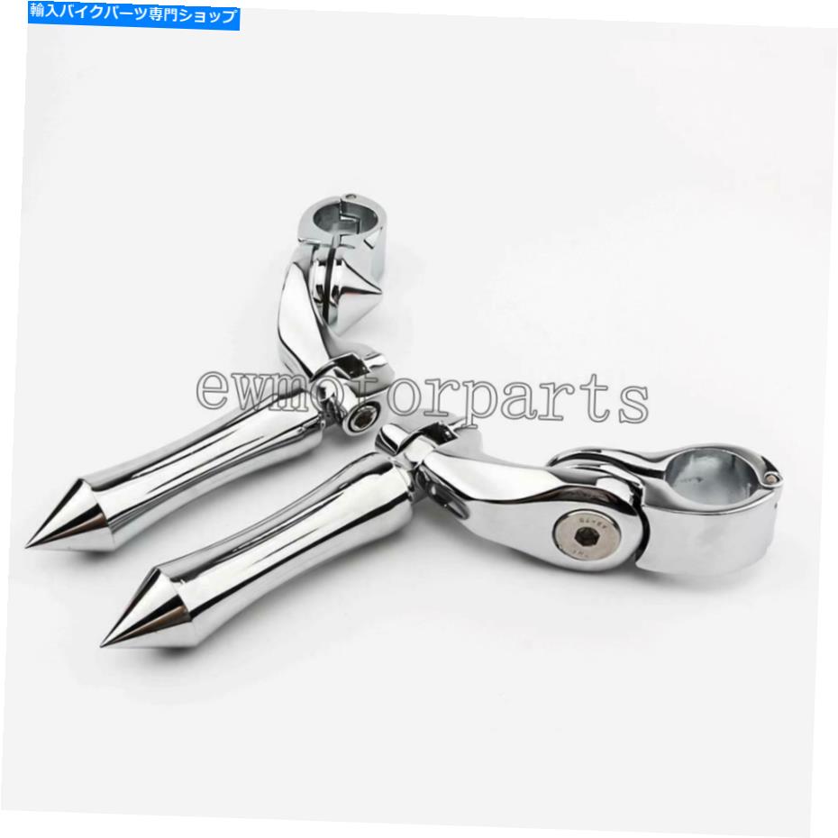 クロームパーツ Harley Sportster XL1200 883 Softail Dynaのためのクロムスパイクフットペグマウントクランプ Chrome Spike Foot Pegs Mount Clamps for Harley Sportster XL1200 883 Softail Dyna【並行輸入品】