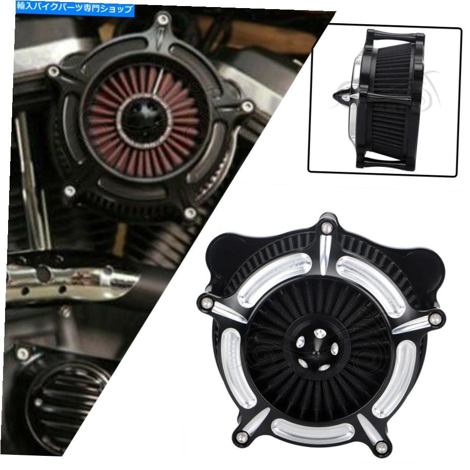 クロームパーツ Harley Dyna FXDWG Fatboy Road Glideのためのクロムタービンエアクリーナーブラックフィルター Chrome Turbine Air Cleaner Black Filter For Harley Dyna FXDWG Fatboy Road Glide【並行輸入品】