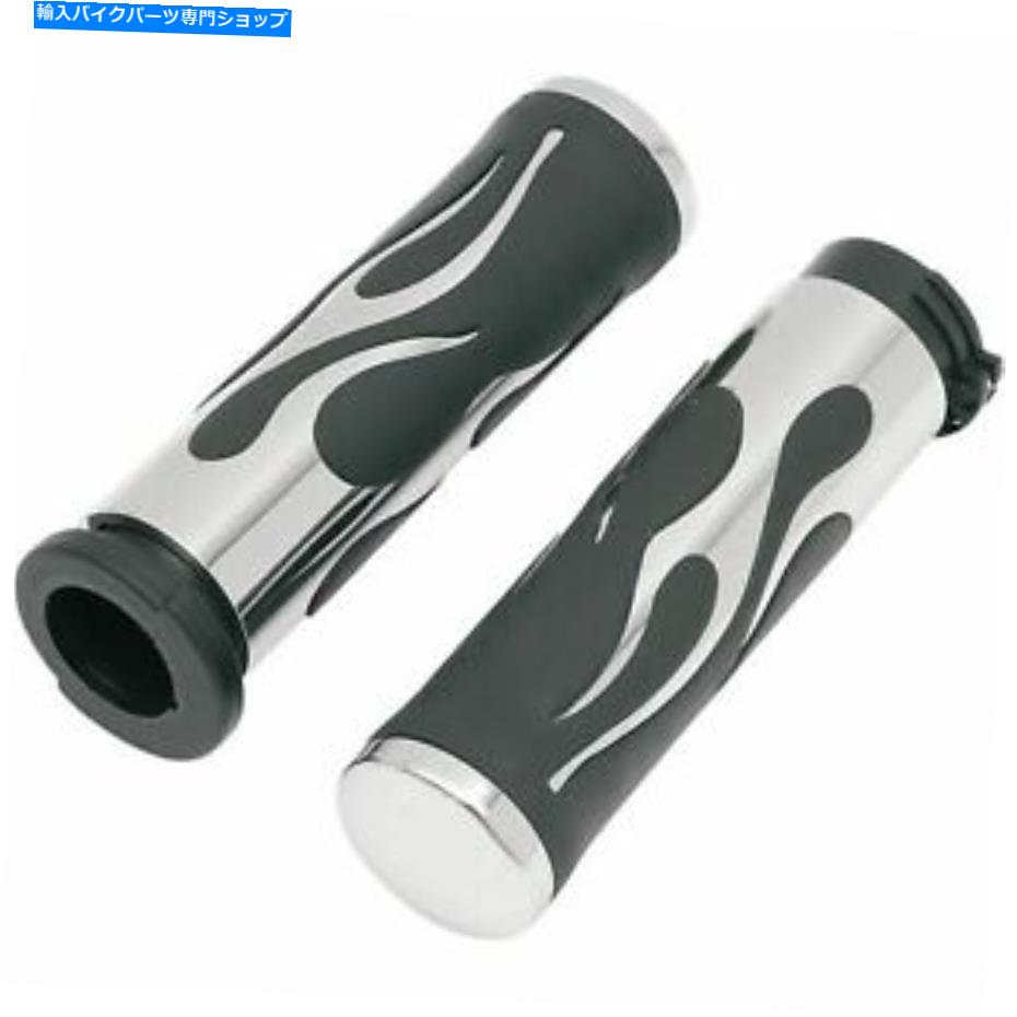 クロームパーツ Drag Specialties Chromeフレームグリップ0630-0268 DRAG SPECIALTIES CHROME FLAMED GRIPS 0630-0268【並行輸入品】|Us Custom Parts Shop USDM