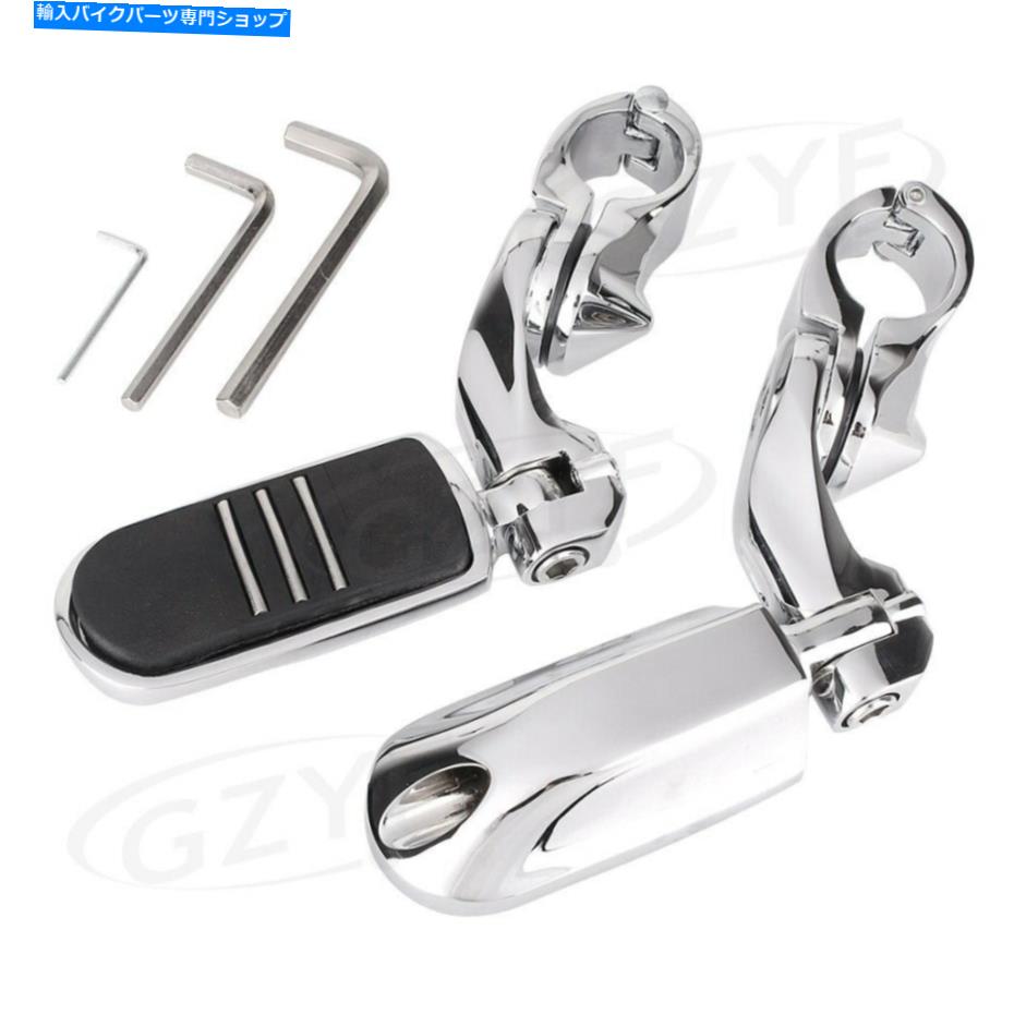 クロームパーツ 高速道路短い斜めのバーストリームエンジンガードフットペグマウント1.25モーター Highway Short Angled Bar Streamliner Engine Guard Foot Pegs Mount 1.25\