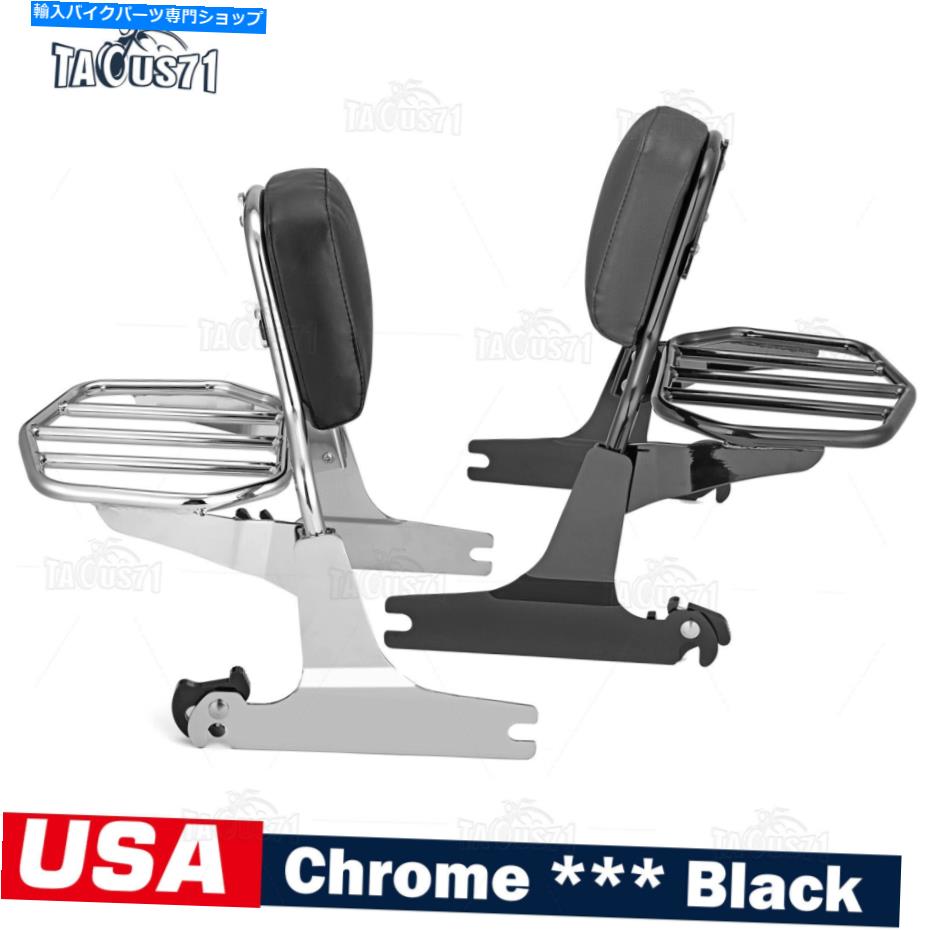 クロームパーツ ハーレーファットボーイFLSTFのための黒いクロームの背もたれのそばと荷物のラック07-17 Black Chrome Backrest Sissy Bar and Luggage Rack For Harley Fatboy FLSTF 07-17【並行輸入品】
