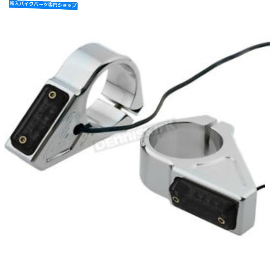 クロームパーツ ジョーカーマシンクローム49mmフォークマウント長方形LEDターン信号 - 05-305-3 Joker Machine Chrome 49mm Fork Mount Rectangle LED Turn Signals - 05-305-3【並行輸入品】