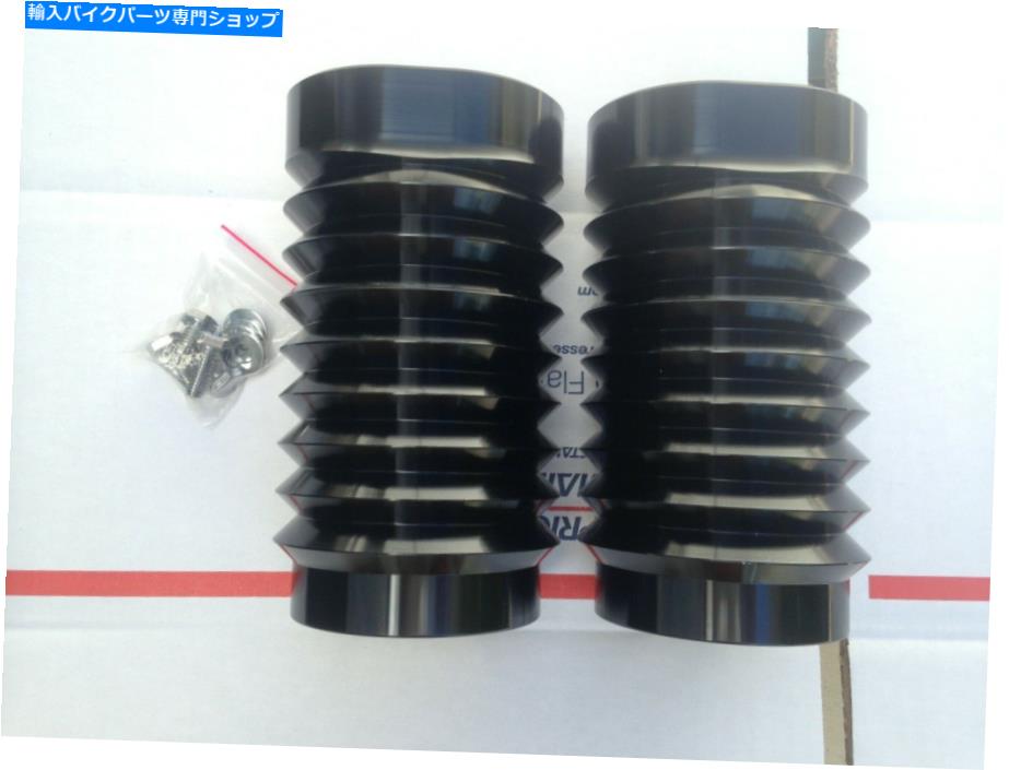 クロームパーツ 新しい黒のアナディマイズされたアッパーフォークスライダー4ハーレーツーリングFLT / FLS / FLST NEW BLACK ANADIZED UPPER FORK SLIDERS 4 HARLEY TOURING FLT/FLH/FLST【並行輸入品】