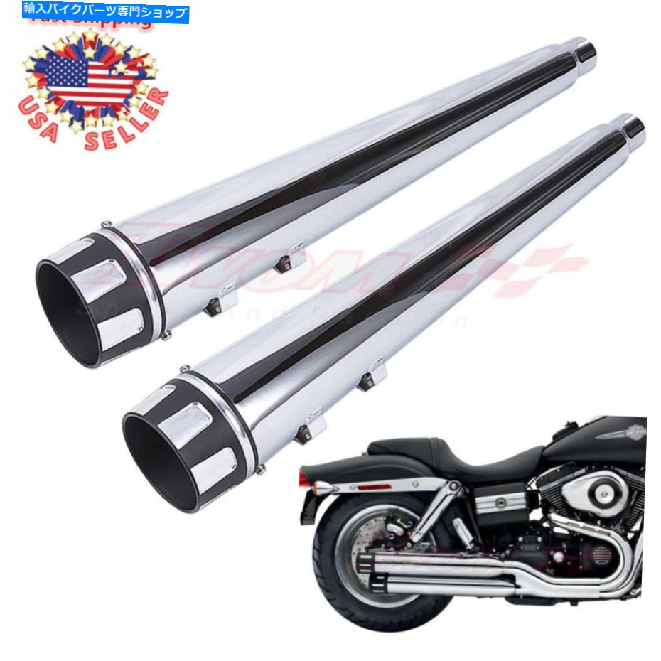 クロームパーツ Harley Touring flh 1995-2016用クロムメガホンスリップオンマフラー排気パイプ Chrome Megaphone Slip-on Mufflers Exhaust Pipe For Harley Touring FLH 1995-2016【並行輸入品】