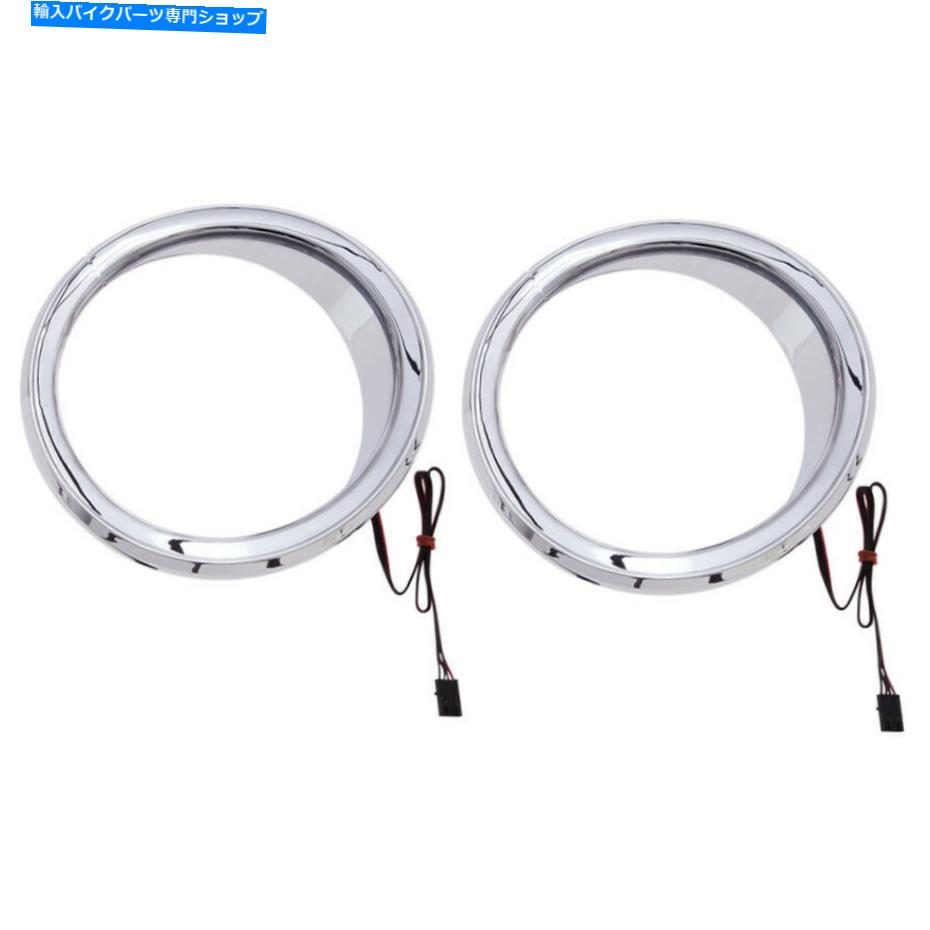クロームパーツ CiRO Chrome LEDフロントスピーカーベゼルハーレーバットウィングFLH / T 14-16のアクセント Ciro Chrome LED Front Speaker Bezels Accents for Harley Batwing FLH/T 14-16【並行輸入品】