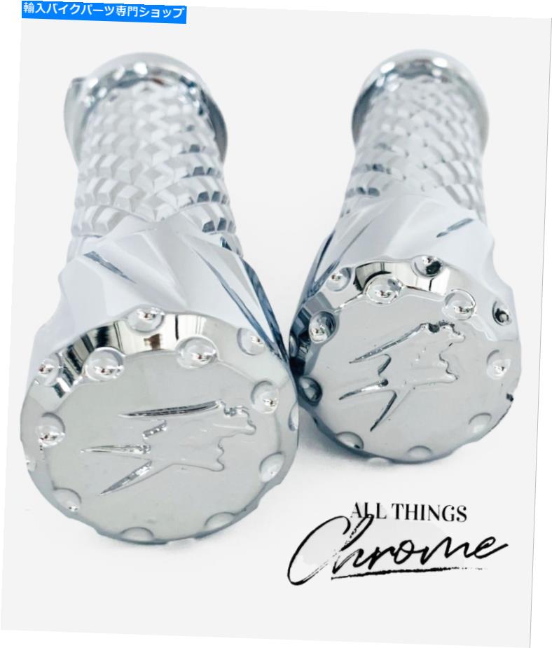 クロームパーツ 2006年鈴木早見の漢字クロームダイヤモンドパターン柄漢字ロゴグリップ HAYABUSA CHROME DIAMOND PATTERN KANJI LOGO GRIPS FOR 2006 SUZUKI HAYABUSA【並行輸入品】