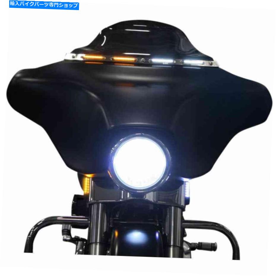 クロームパーツ カスタムダイナミクスクロームアンバーホワイトLEDライトDLRフロントガラストリムハーリーFLH 96 Custom Dynamics Chrome Amber White LED Lighted DLR Windshield Trim Harley FLH 96【並行輸入品】｜Us Custom Parts Shop USDM