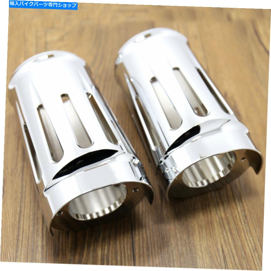 クロームパーツ 米国の浅いカットクロムフォークブーツスライダー牛の鐘4のためのハーレーフル2014-2018 US SHALLOW CUT CHROME FORK BOOT SLIDER COW BELLS 4 FOR HARLEY FLHR 2014-2018【並行輸入品】