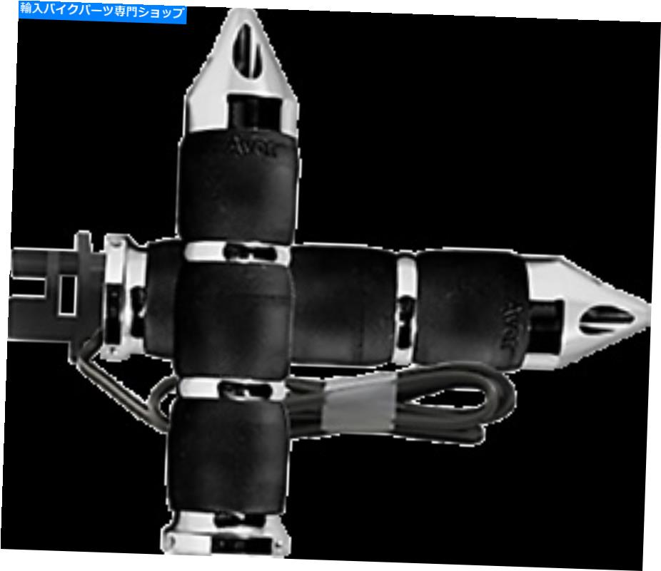 クロームパーツ エイボンエアクッション加熱グリップブラッククローム3リングスパイクMTインエアー90CSH Avon Air Cushioned Heated Grips Black Chrome 3-Ring Spike MT-IN-AIR-90CSH【並行輸入品】