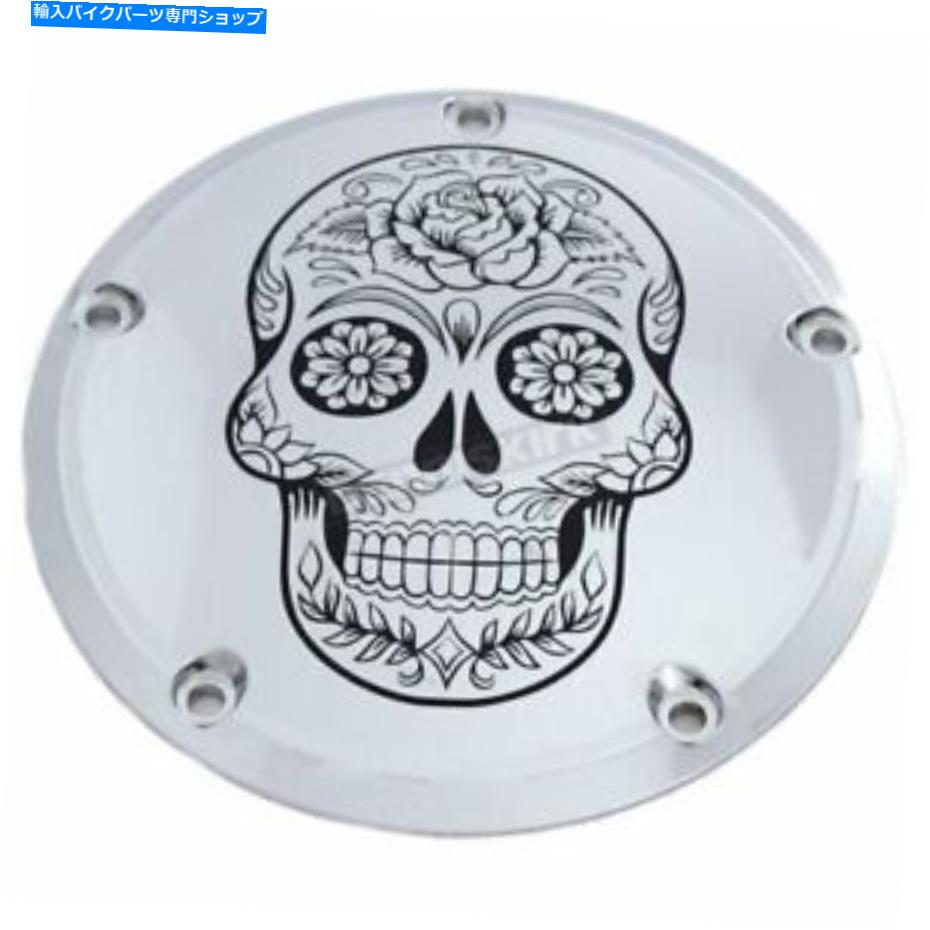 クロームパーツ カスタム彫刻LTD。クロムシュガースカルのロープロフィールダービーカバー - SSKUL-46 Custom Engraving LTD. Chrome Sugar Skull Low Profile Derby Cover - SSKUL-46【並行輸入品】｜Us Custom Parts Shop USDM