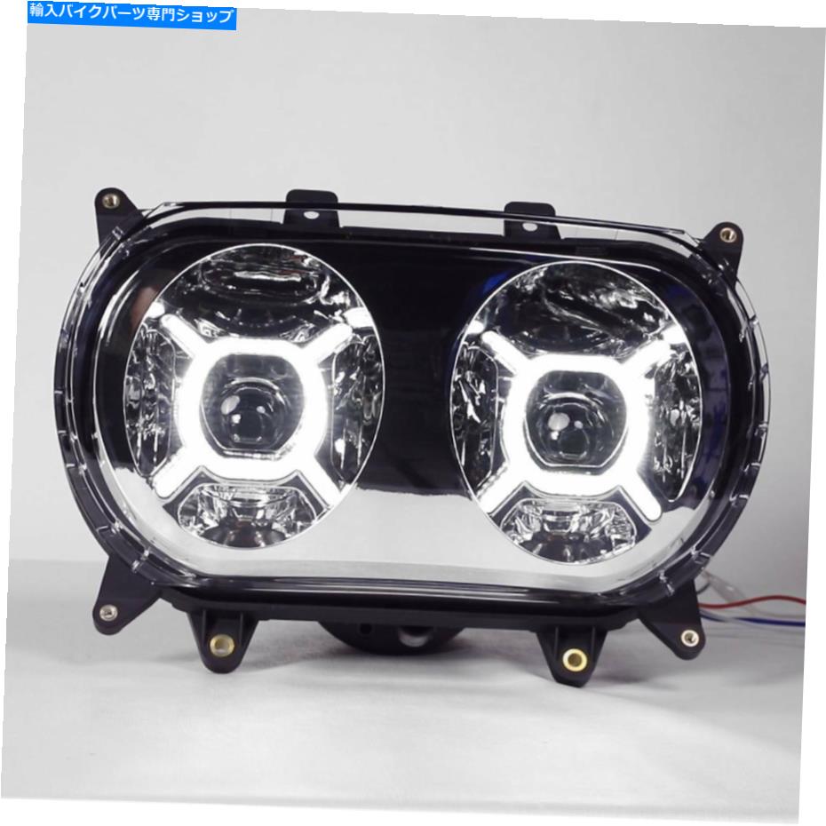 クロームパーツ ドットクロームデュアルLEDヘッドライトヘッドランプフィットハーレーロードグライドモデル15-20 DOT Chrome Dual LED Headlight Headlamp Fit For Harley Road Glide Models 15-20【並行輸入品】
