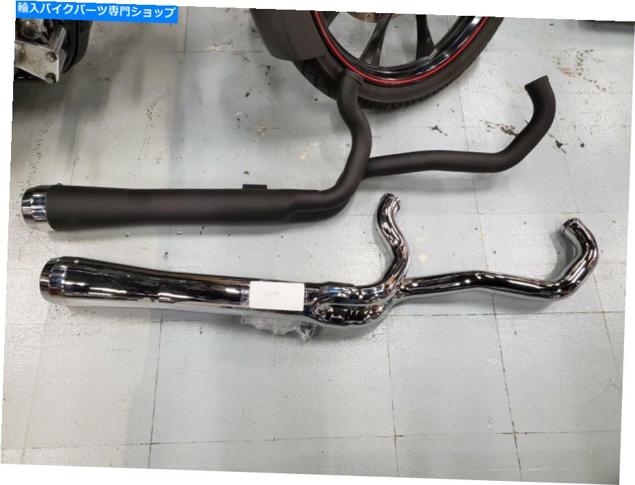 クロームパーツ 2カスタムショットガンハイパイプヘッダー排気ハーレーソフトチョッパーマフラーへ 2 into 1 Custom Shotgun High Pipe Header Exhaust Harley Softail Chopper Muffler!【並行輸入品】