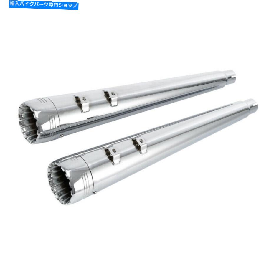 クロームパーツ 4 ''メガホンスリップオンデュアルエキゾーストパイプのハーレーツーリングロードキング95-16 4'' Megaphone Slip on Dual Exhaust Pipes Fit For Harley Touring Road King 95-16【並行輸入品】