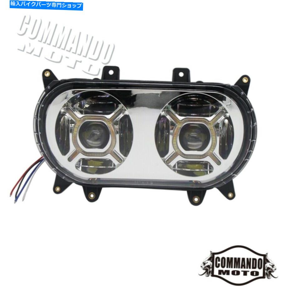 クロームパーツ ハーレーロードグライドDRL LEDヘッドライトドットSAE Eマークデュアルヘッドランププロジェクター For Harley Road Glide DRL LED Headlight DOT SAE E-Mark Dual Head Lamp Projector【並行輸入品】