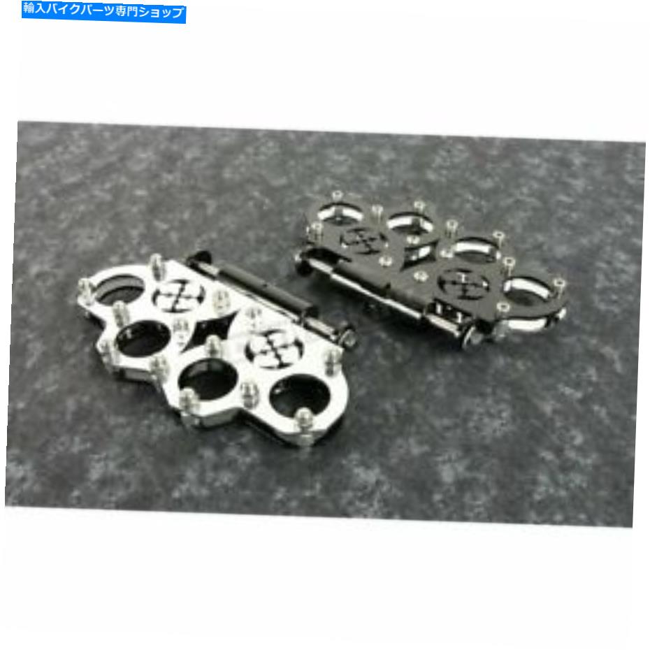 クロームパーツ スーキサイドチョッパーブラック/クロム旅客真鍮ナックルフロアボード - SQ7084245 Siouxicide Choppers Black/Chrome Passenger Brass Knuckle Floorboards - SQ7084245【並行輸入品】