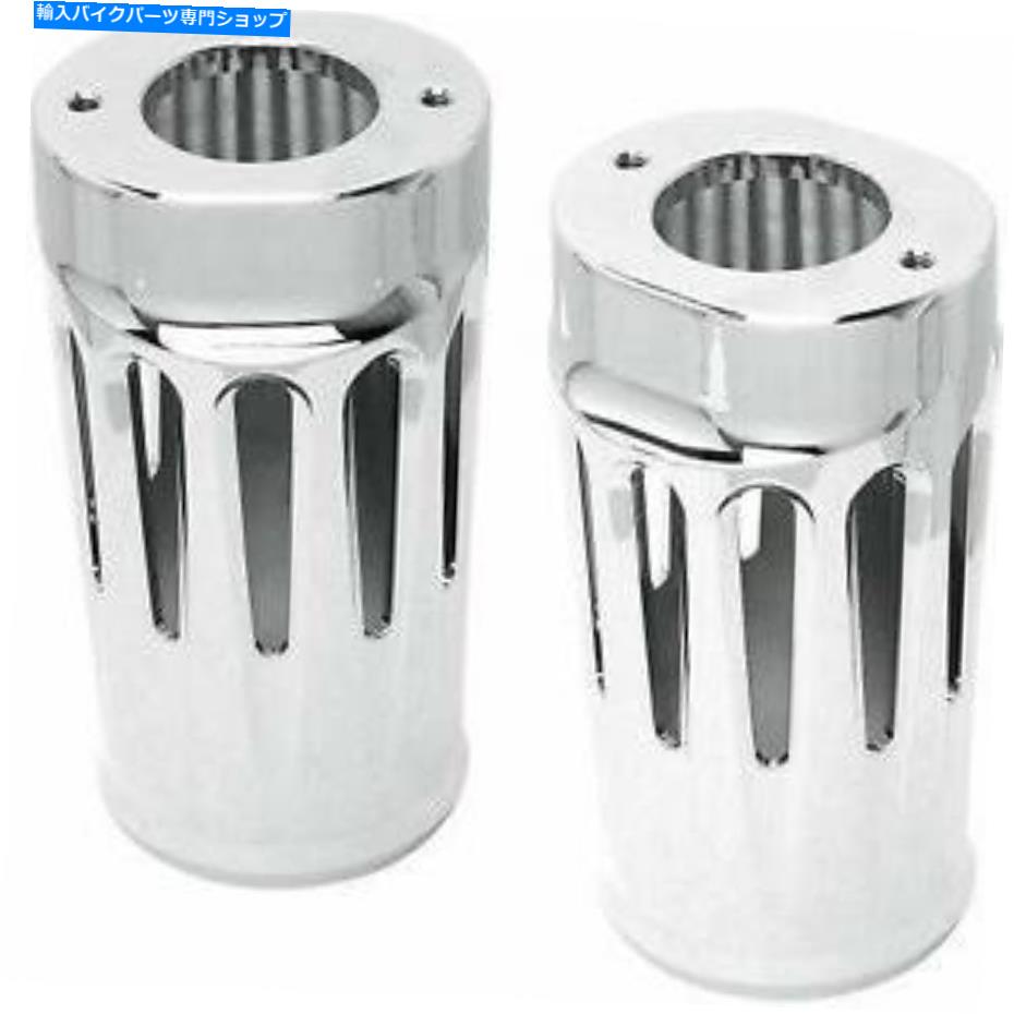 クロームパーツ Arlen Ness Chrome Deep Cutアッパーフォークブーツスライダーカバー14-16 FLH Arlen Ness Chrome Deep Cut Upper Fork Boot Slider Covers for Harley 14-16 FLH【並行輸入品】