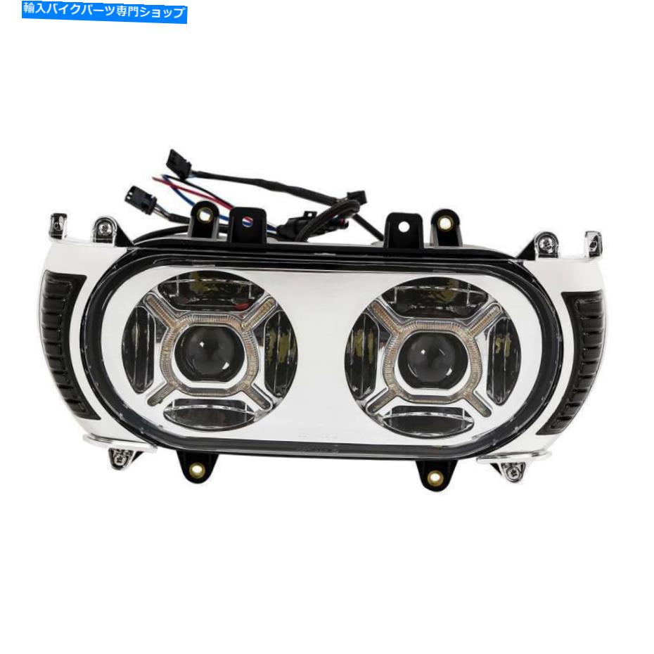 クロームパーツ フロントデュアルヘッドライトプロジェクターサイドマーカーライトフィットハーレーロードグライド15-19 Front Dual Headlight Projector Side Marker Light Fit For Harley Road Glide 15-19【並行輸入品】