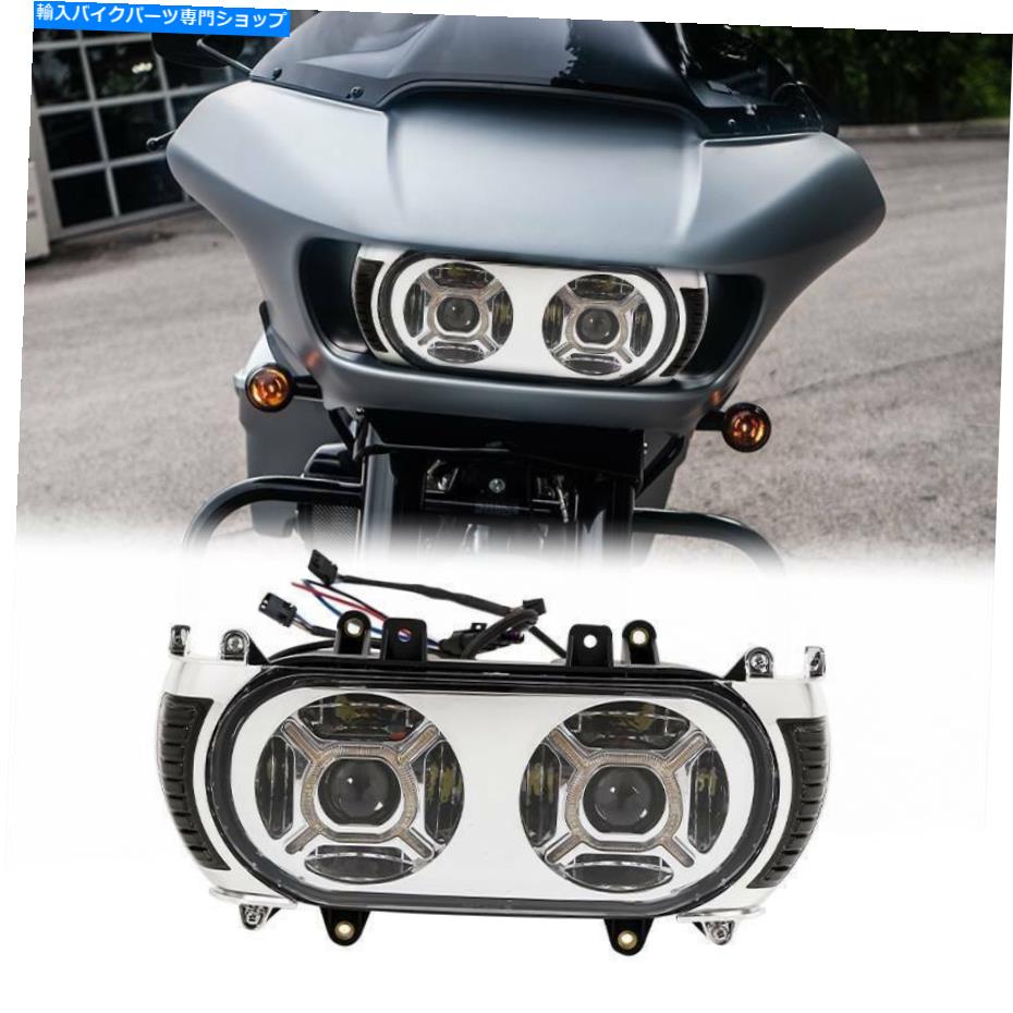 クロームパーツ Harley Road Glide 2015-2019 18 17のためのChrome LEDのヘッドライトサイドマーカーライトフィット Chrome LED Headlight Side Marker Light Fit For Harley Road Glide 2015-2019 18 17【並行輸入品】