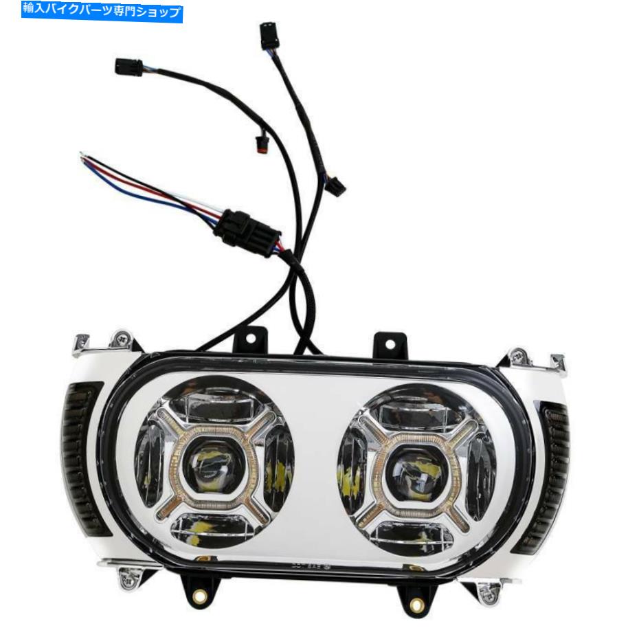 クロームパーツ ドットクロームLEDヘッドライトサイドマーカーライトフィットハーレーロードグライドFLTRX 15-19 DOT Chrome LED Headlight Side Marker Light Fit For Harley Road Glide FLTRX 15-19【並行輸入品】