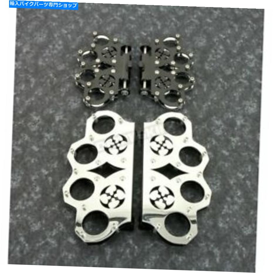 クロームパーツ スーキサイドブラック/クロムドライバー＆旅客真鍮ナックルフロアボード - SQ4755784 Siouxicide Black/Chrome Driver & Passenger Brass Knuckle Floorboards - SQ4755784【並行輸入品】