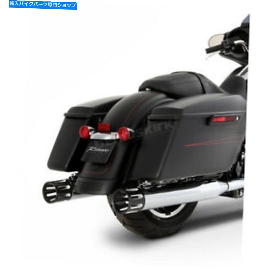 クロームパーツ Rinehart Chrome 4 In。スリップオンマフラー/ブラックスロットエンドキャップ - 500-0106スロット Rinehart Chrome 4 in. Slip-On Mufflers w/Black Slot End Caps - 500-0106-SLOT【並行輸入品】