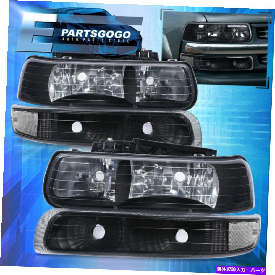 USヘッドライト 99-02 Silverado 00-06郊外の黒い住宅クリアレンズヘッドライトアセンブリ For 99-02 Silverado 00-06 Suburban Black Housing Clear Lens Headlights Assembly【並行輸入品】
