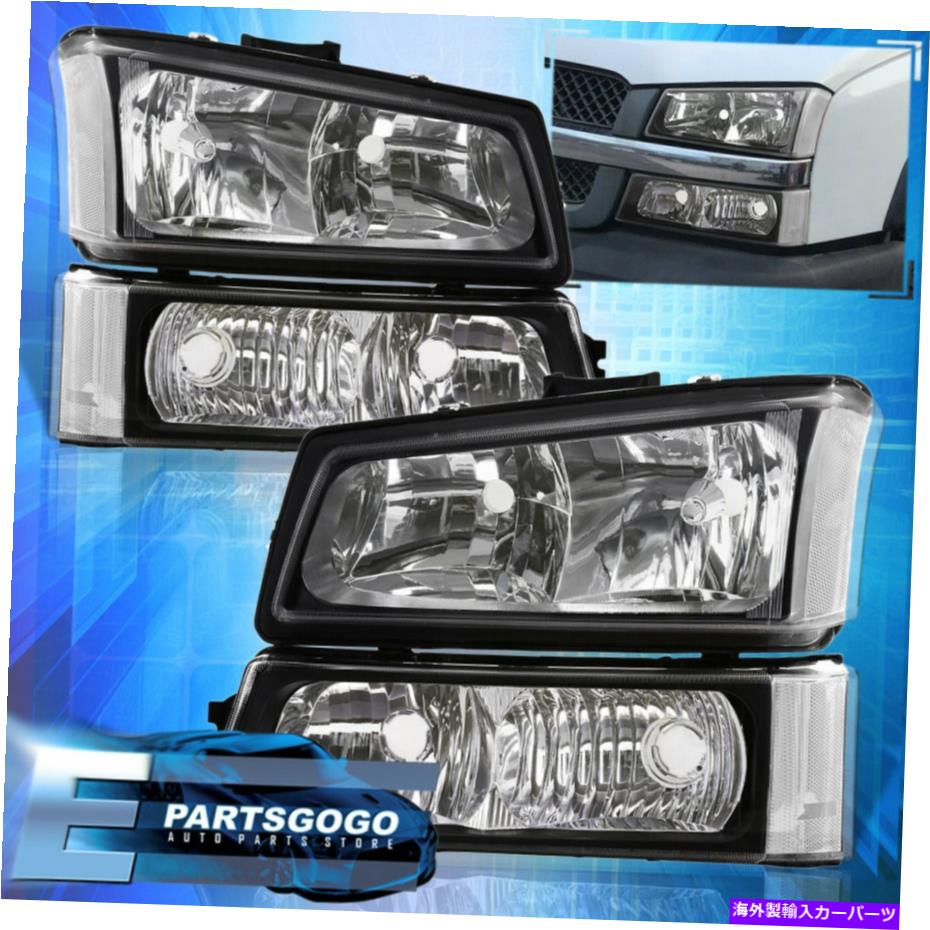 USヘッドライト 03-06シボリーSilveradoブラック交換ヘッドライト+シグナルバンパーランプ For 03-06 Chevy Silverado Black Replacement Head Lights + Signal Bumper Lamps【並行輸入品】