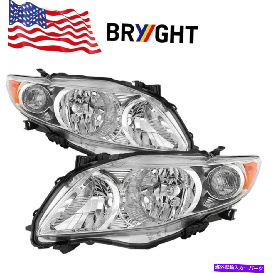 USヘッドライト 2009-2010トヨタカローラクロームファクトリースタイルヘッドライトアンバーコーナーペア For 2009-2010 Toyota Corolla Chrome Factory Style Headlights Amber Corner Pair【並行輸入品】 32,871円