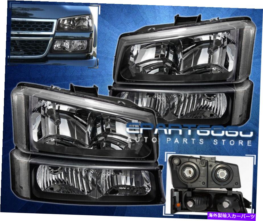 USヘッドライト ブラックヘッドライト+クリアリフレクターシグナルバンパーランプ4ピーセット03-06 Silverado Black Headlights+Clear Reflector Signal Bumper Lamps 4Pc Set For 03-06 Silverado【並行輸入品】