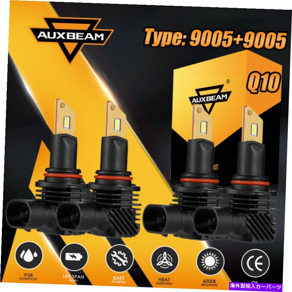 USヘッドライト AuxBeam 80W 9005 + 9005ファンレスLEDヘッドライト電球キット6500KホワイトHi Lo Beam Q10 AUXBEAM 80W 9005+9005 FANLESS LED Headlight Bulbs Kit 6500K White Hi Lo Beam Q10【並行輸入品】