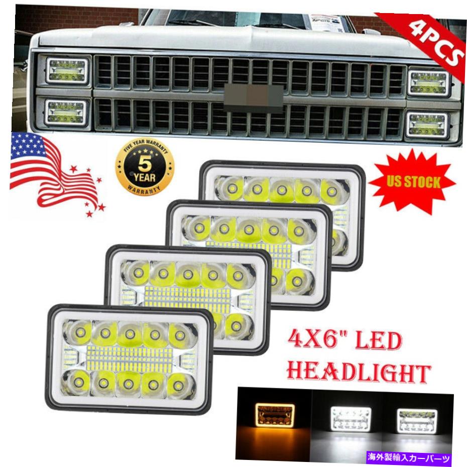 USヘッドライト 4ピース4×6 LEDヘッドライトスポットフラッドアンバーDRLフォグライトChevy C10 C20トラック 4pcs 4x6 LED Headlights Spot Flood Amber DRL Fog Lights for Chevy C10 C20 Truck【並行輸入品】
